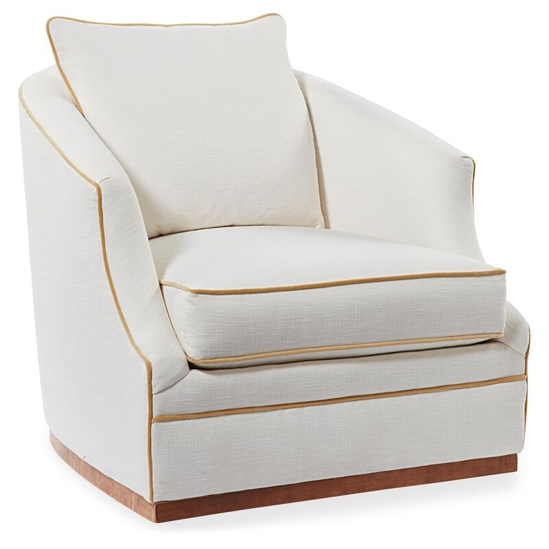 Annie Swivel Chair, Ivory | One Kings Lane