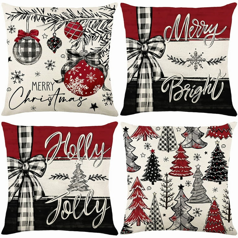 Gynky Christmas Pillow Covers 18 x 18 Inches Set of 4 - Xmas Tree Holiday Cushion Case Decoration... | Walmart (US)