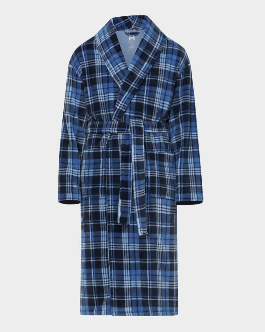 Majestic International Men's Plaid Plush Fleece Robe | Neiman Marcus