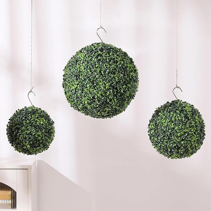 Veryhome 3 Pcs Artificial Topiary Ball Plant Faux Boxwood Balls for Outdoor UV Resistant Faux Pla... | Amazon (US)