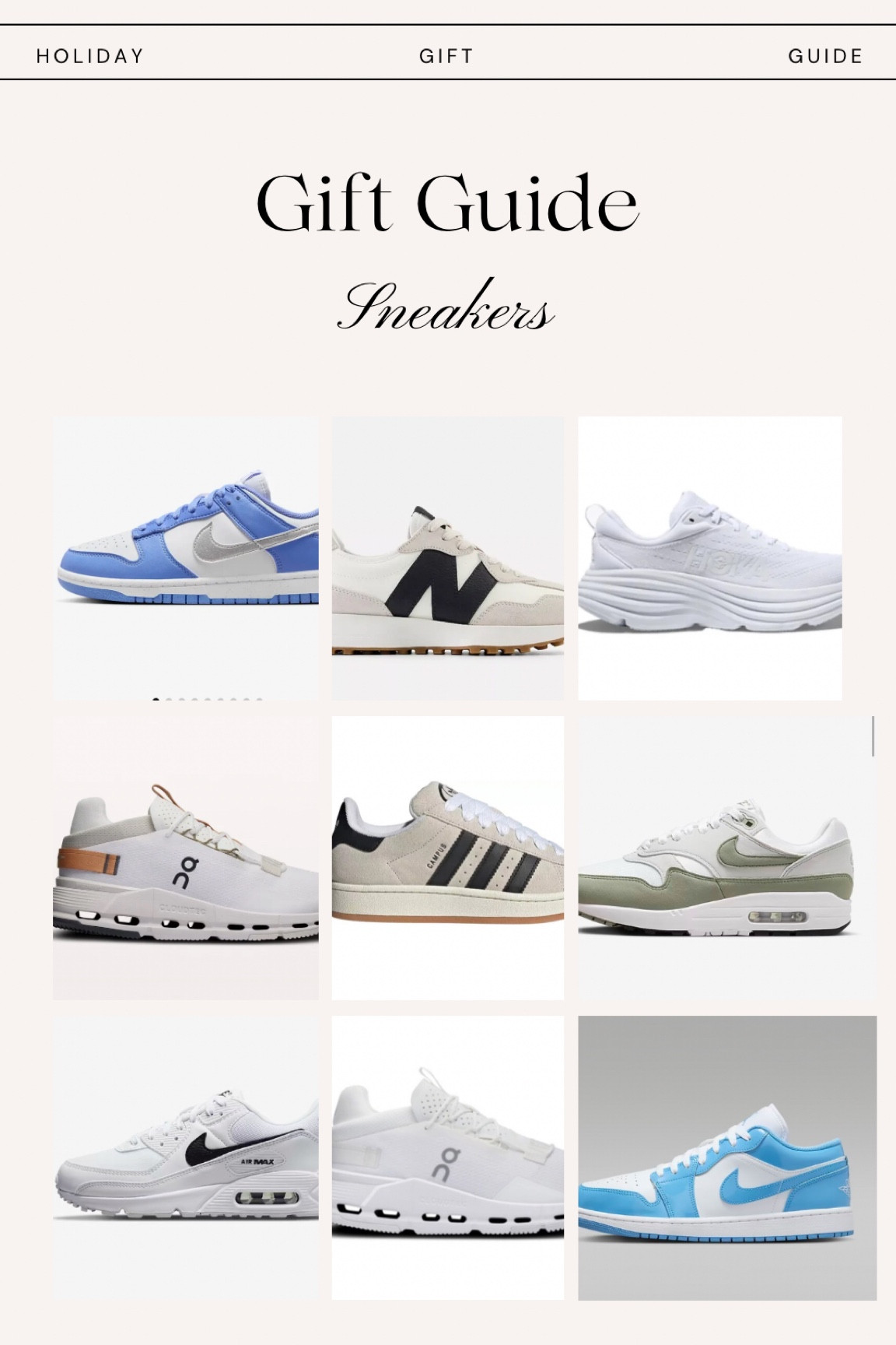 Shoe Gift Guide 

Sneakers
Gifts for her 
Teen gift guide 
Teen girl 
Gifts for mom 
Girl gifts 
Nike 
Hoka
On Cloud

#LTKShoeCrush #LTKHoliday