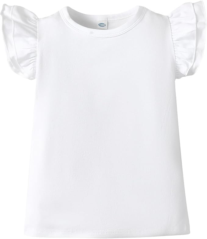 LYSMuch 2-5T Toddler Girls Ruffle Sleeve T Shirt Puff Short Sleeve Basic Tank Top Blouse Plain So... | Amazon (US)