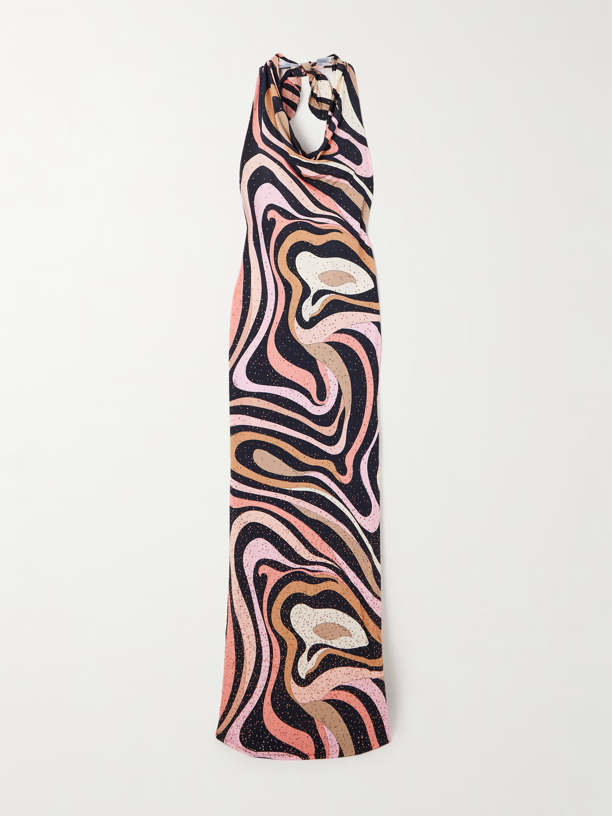 PUCCI - Marmo Crystal-embellished Printed Satin-jersey Halterneck Maxi Dress - Pink | NET-A-PORTER (US)