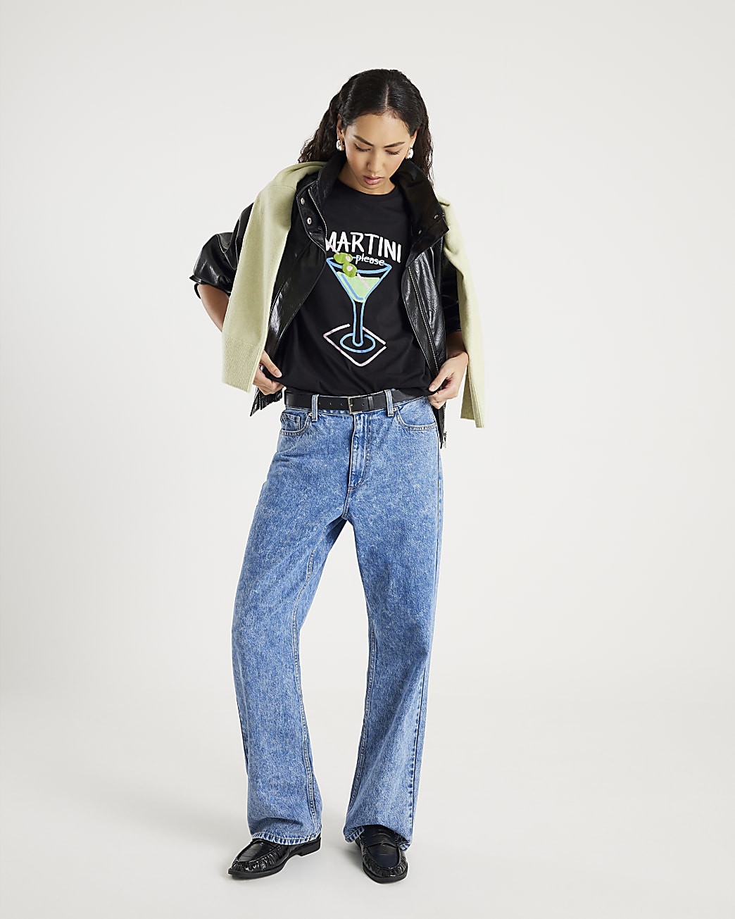 Black Short Sleeve Martini T-shirt | River Island UK & IE