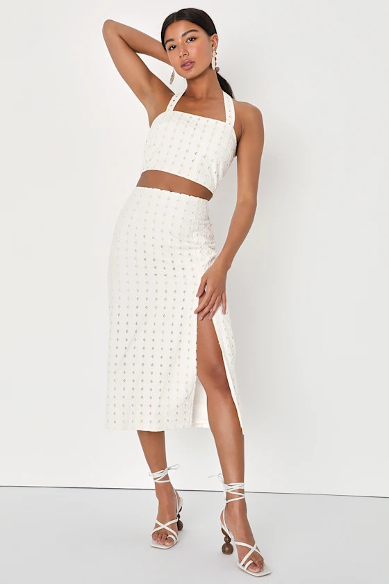 Baja Beauty Ivory Eyelet Embroidery Midi Skirt | Lulus (US)