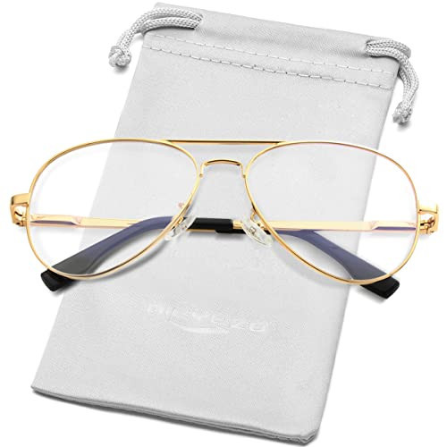 AIEYEZO Classic Aviator Polarized Sunglasses for Men Women Spring Hinge Metal Frame UV400 Protection (Gold/Clear) | Amazon (US)