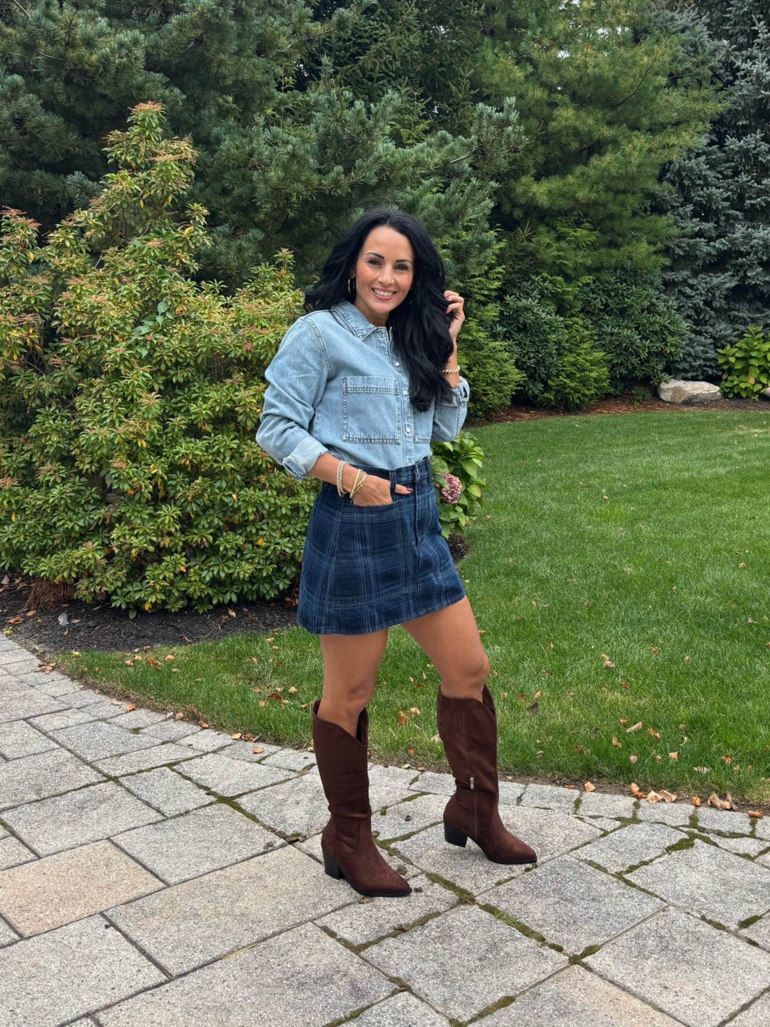 Target denim shirt and skirt
Paired with Amazon boots

#LTKootd #LTKSeasonal #LTKOver40