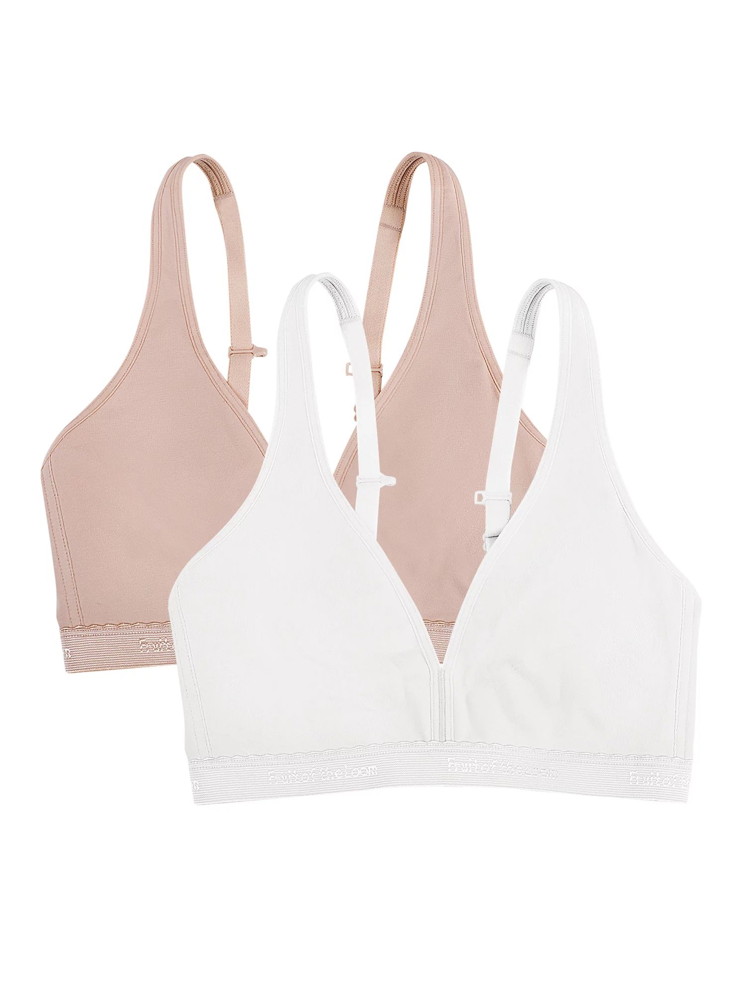 Fruit of the Loom Women's Wirefree Cotton Bralette, 2-pack, Style-FT799PK | Walmart (US)