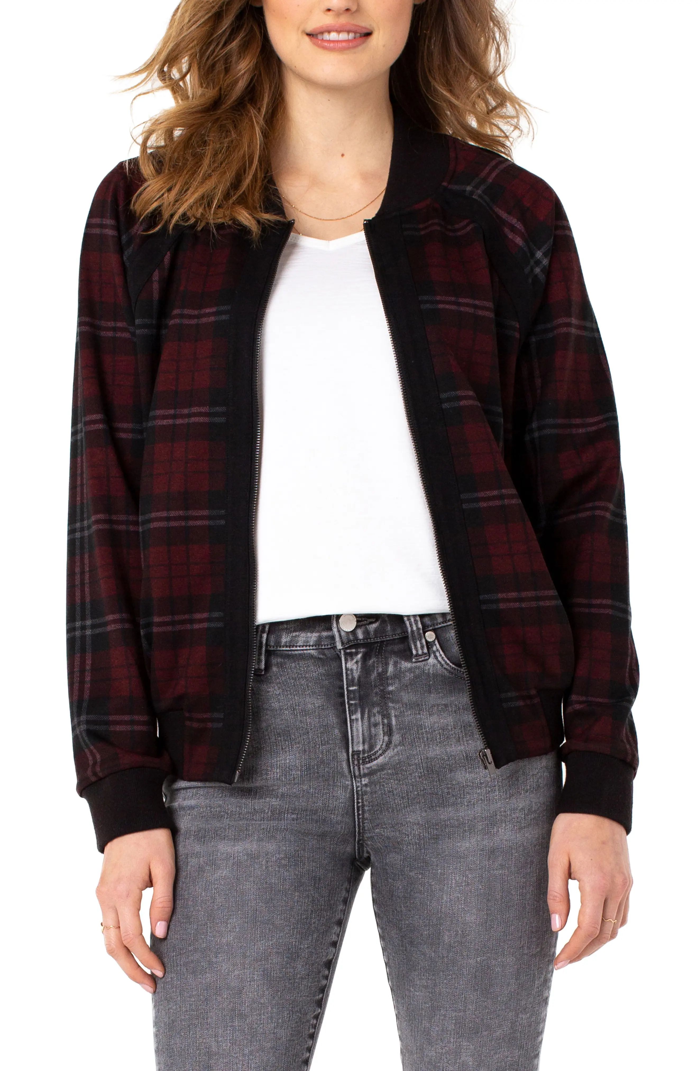 Women's Liverpool Tartan Plaid Bomber Jacket | Nordstrom