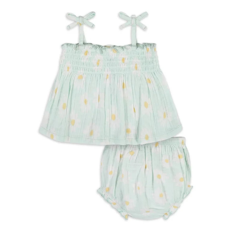 Modern Moments By Gerber Baby Girl Gauze Tank Top & Short, 2-Piece Outfit Set, (0/3 Months - 24 M... | Walmart (US)
