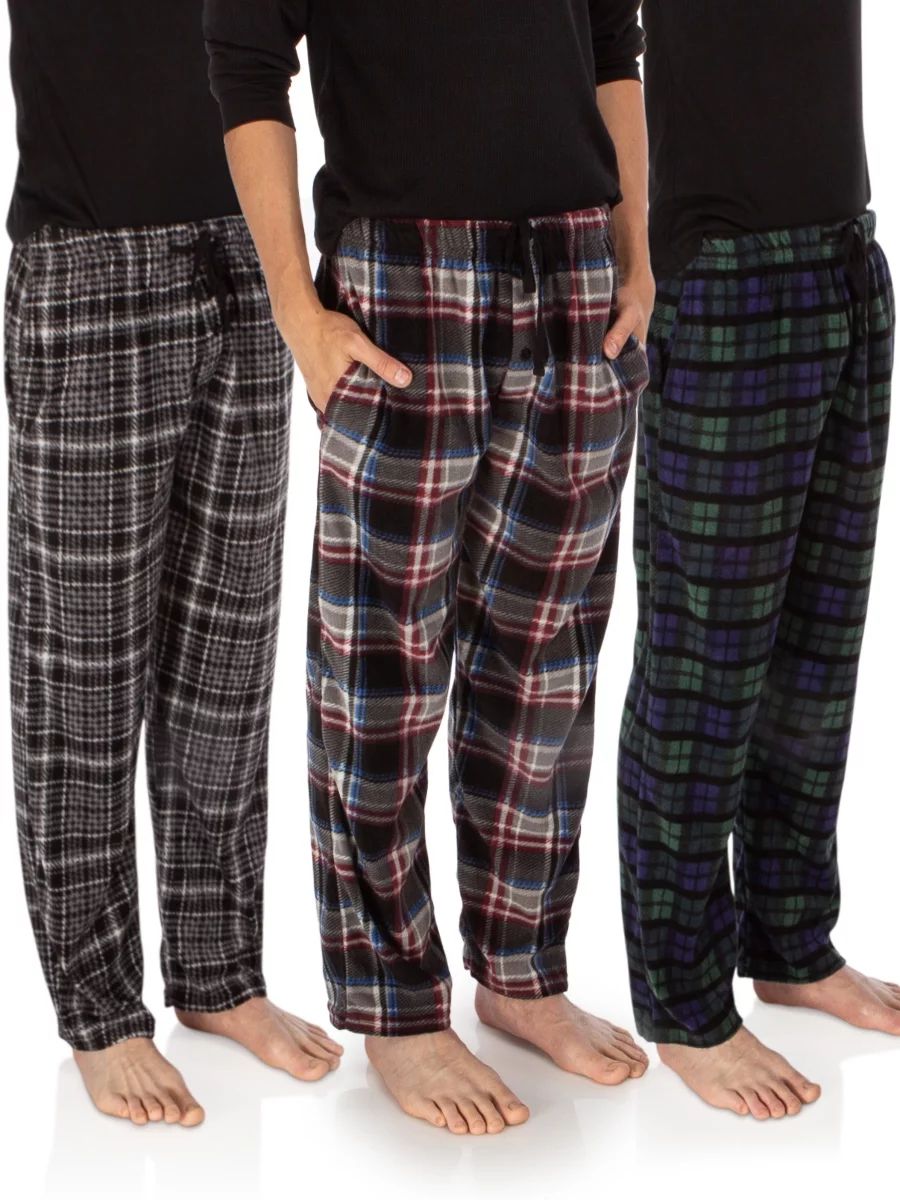 DG Hill (3 Pairs) Mens PJ Pajama Pants Bottoms Fleece Lounge Pants Sleepwear - Walmart.com | Walmart (US)