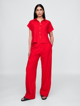 Linen-Blend Easy Wide-Hem Pants | Gap (US)
