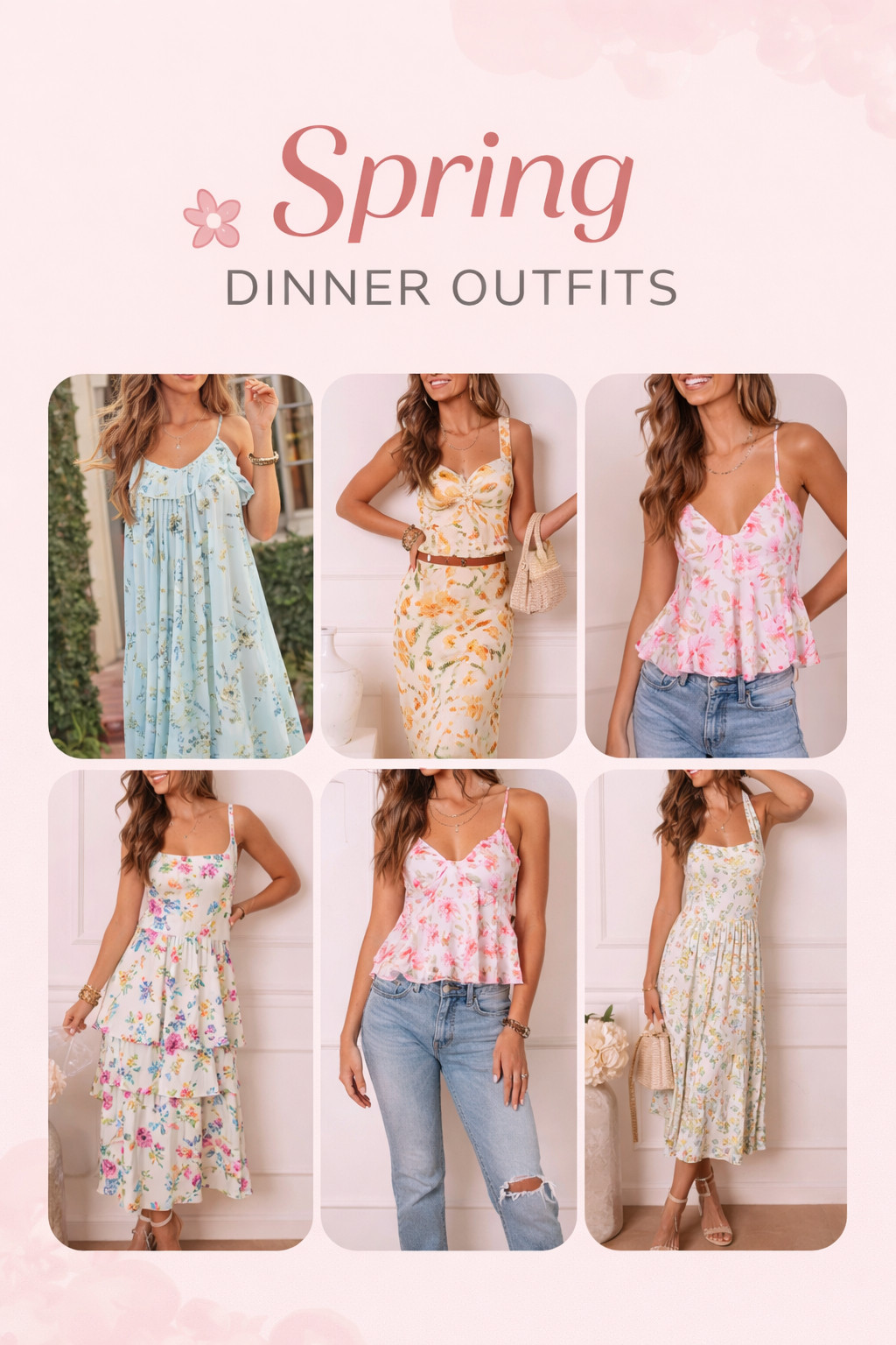 Spring dinner outfit ideas that feel feminine, flattering, and easy to wear 🌸 I’m loving soft florals, pretty tanks, and flowy dresses for this season. These are the kinds of pieces that work for date night, vacation dinners, brunch, or any spring evening when you want to look dressed up without doing too much. Linking all my favorites here.
#LTKStyle #LTKFinds #SpringOutfits #SpringStyle #DinnerOutfit #DateNightStyle #FeminineStyle #VacationOutfits #FloralDress #LTKSeasonal 

 #LTKootd #LTKSeasonal