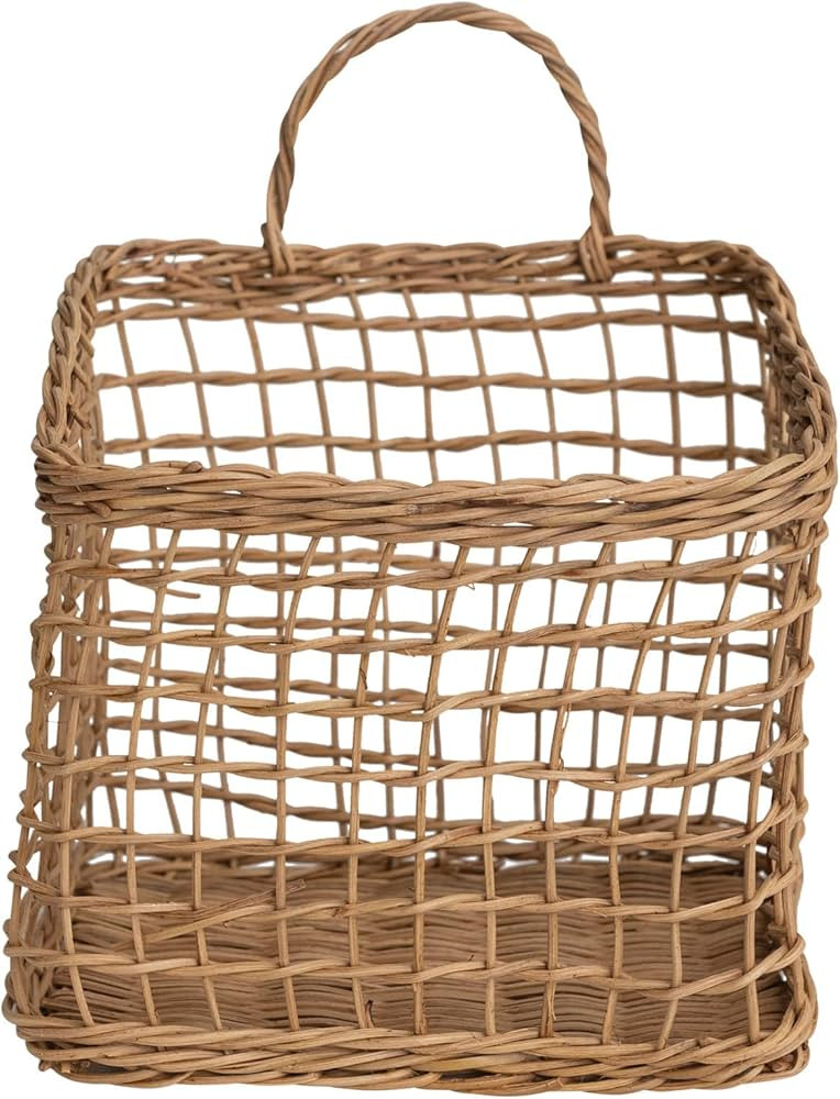 Creative Co-Op Woven Rattan Hanging, Natural Wall Basket | Amazon (US)