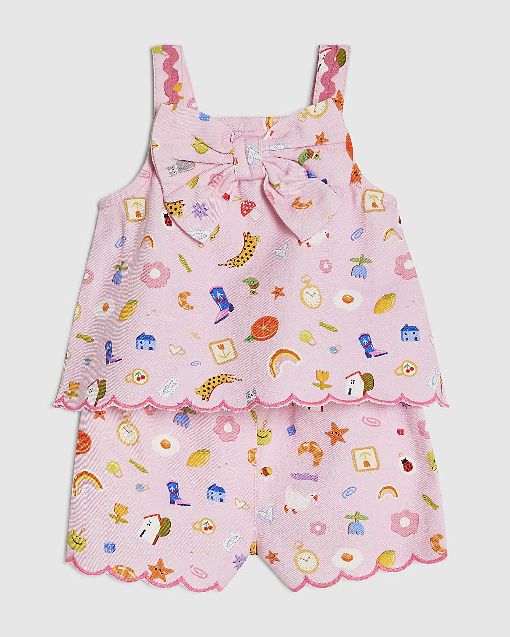 Baby Girls Pink Icon Bow Cami Set | River Island UK & IE