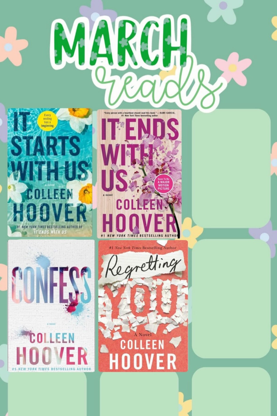 Colleen Hoover 
It ends with us 
It starts with us 
Confess 
Regretting you 
Book 
Books 
Book club 
Spring books 
Gift guide 

#LTKGiftGuide #LTKtravel #LTKxTarget