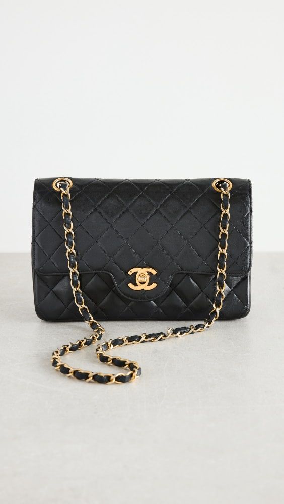 What Goes Around Comes Around Chanel Black Curved Flap 9" Bag | Shopbop | Shopbop
