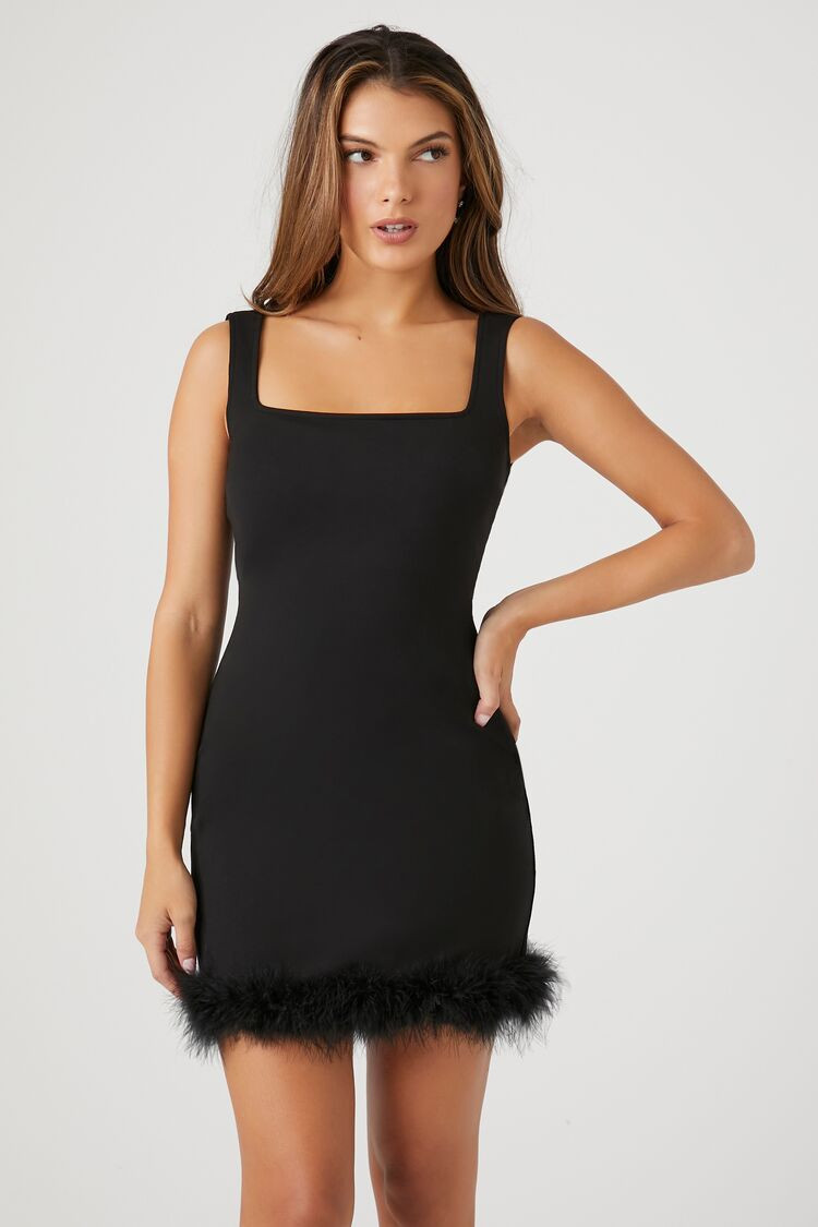 Ponte Knit Faux-Fur Trim Mini Dress | Forever 21 | Forever 21 (US)