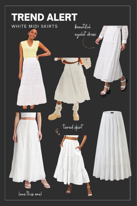 Trend Alert: White Midi Skirts
#tieredskirt #eyelet

#LTKstyletip