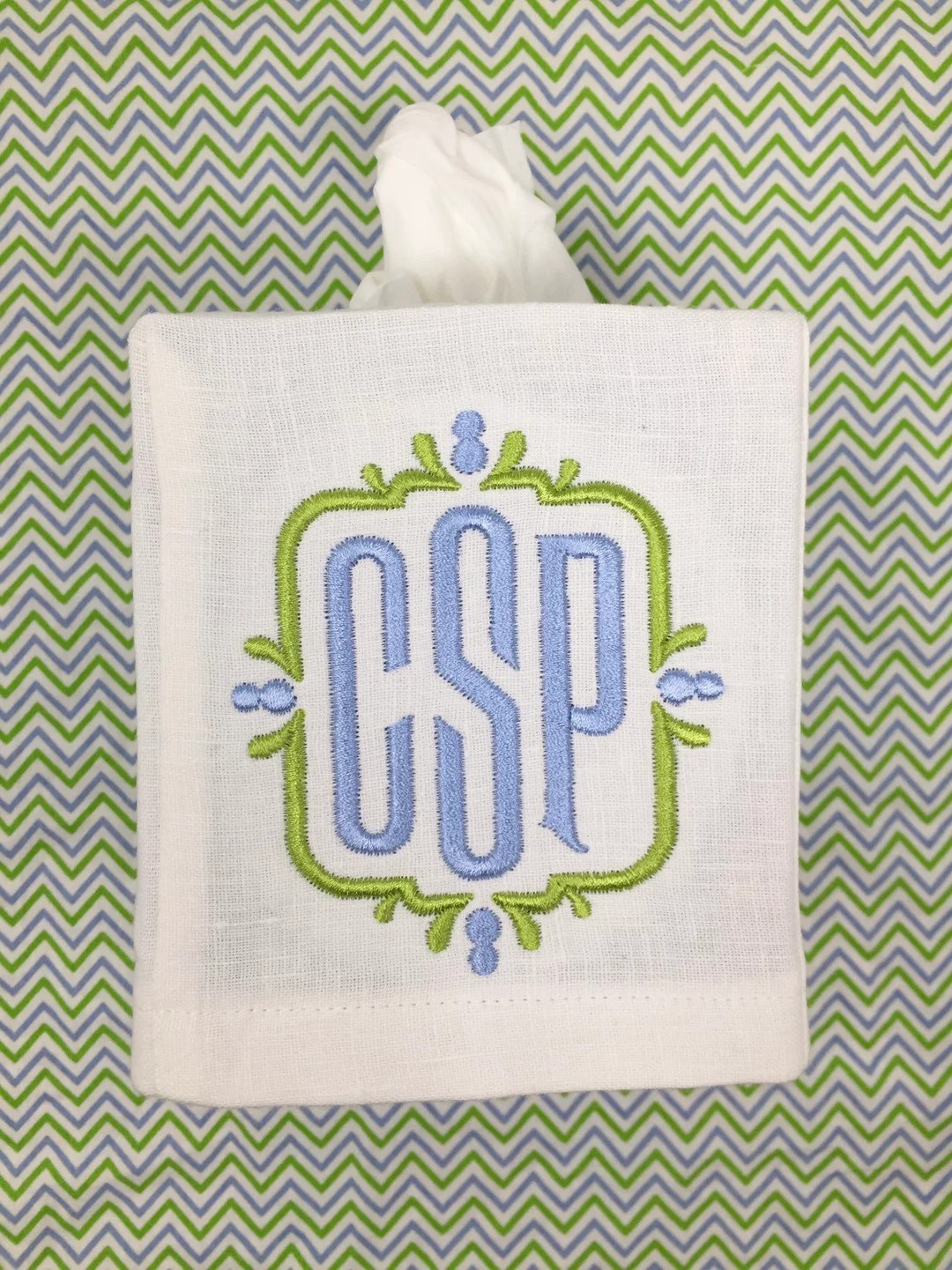 Monogrammed Tissue Box Cover Wesley Monogram, Monogrammed Gift-personalized Gift-hostess Gift - E... | Etsy (US)