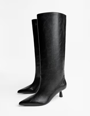 Bershka Kitten heel boots in black | ASOS (Global)