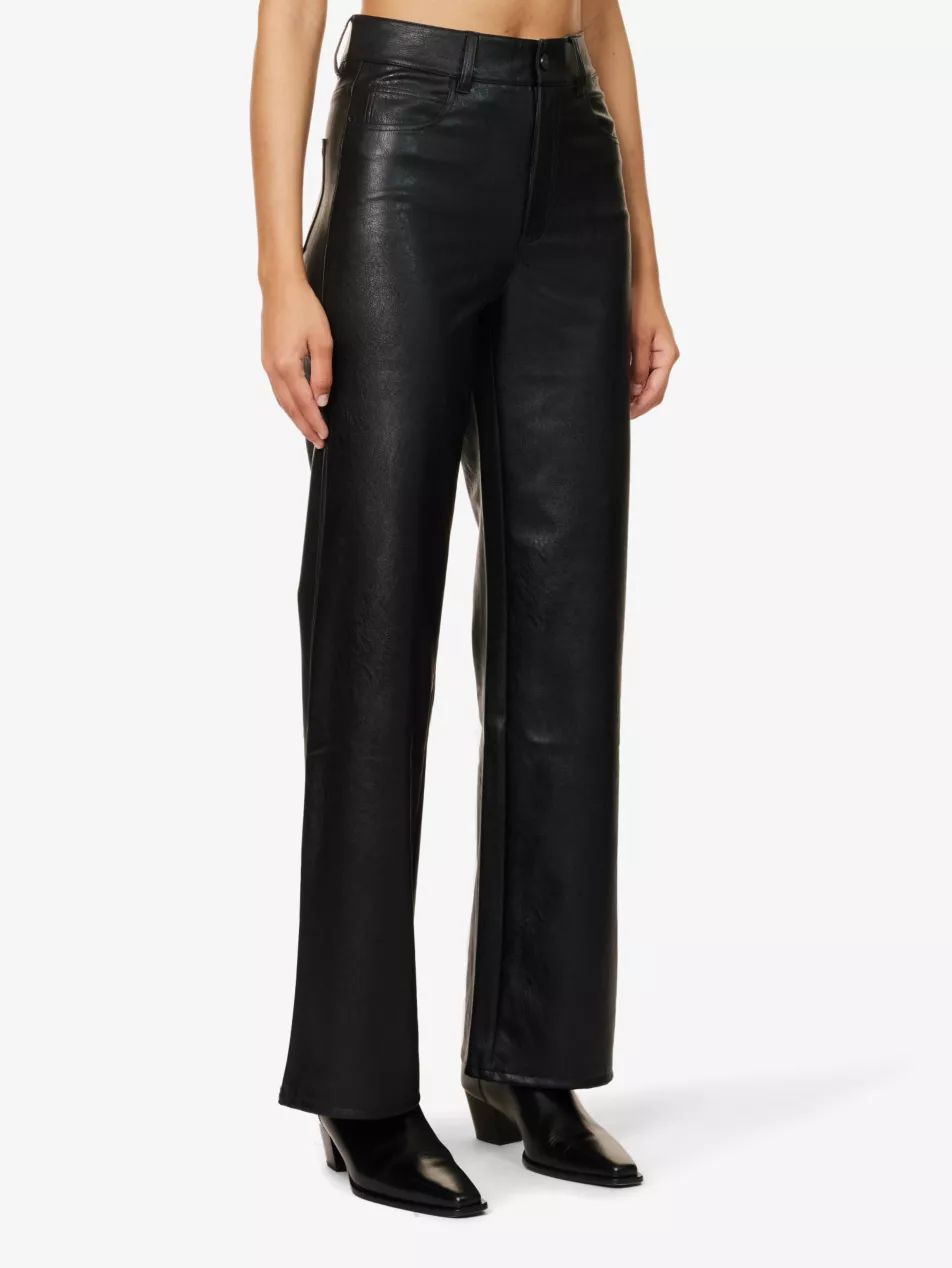 Sasha branded-hardware mid-rise wide-leg faux-leather trousers | Selfridges