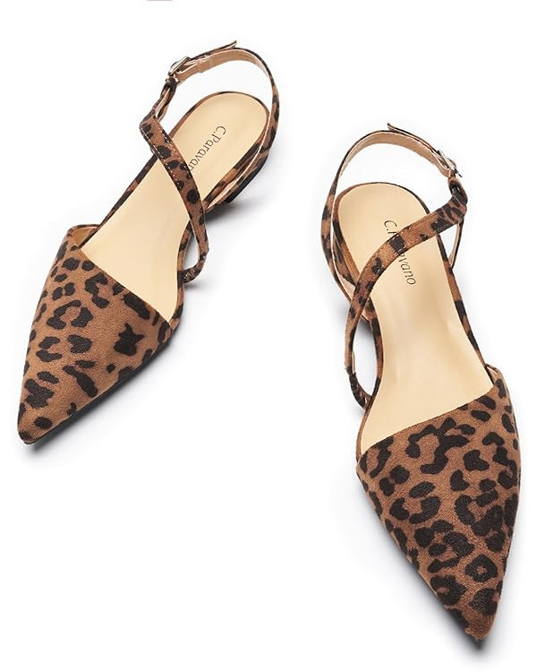 C.Paravano Women's Slingback Flats with S-Curve Strap - Crocodile-Embossed Pointed Toe Slip-On Sh... | Amazon (US)