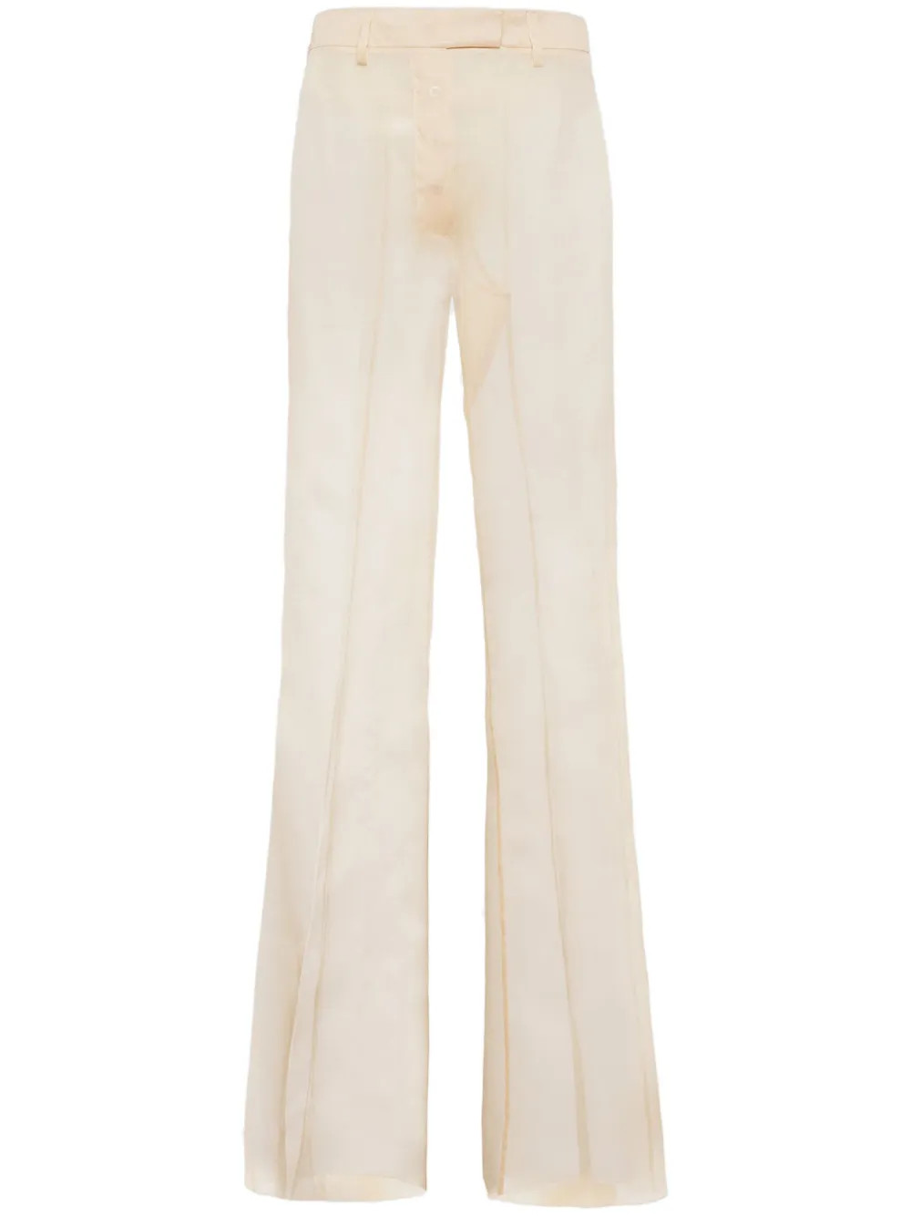Prada pressed-crease Organza Trousers - Farfetch | Farfetch Global