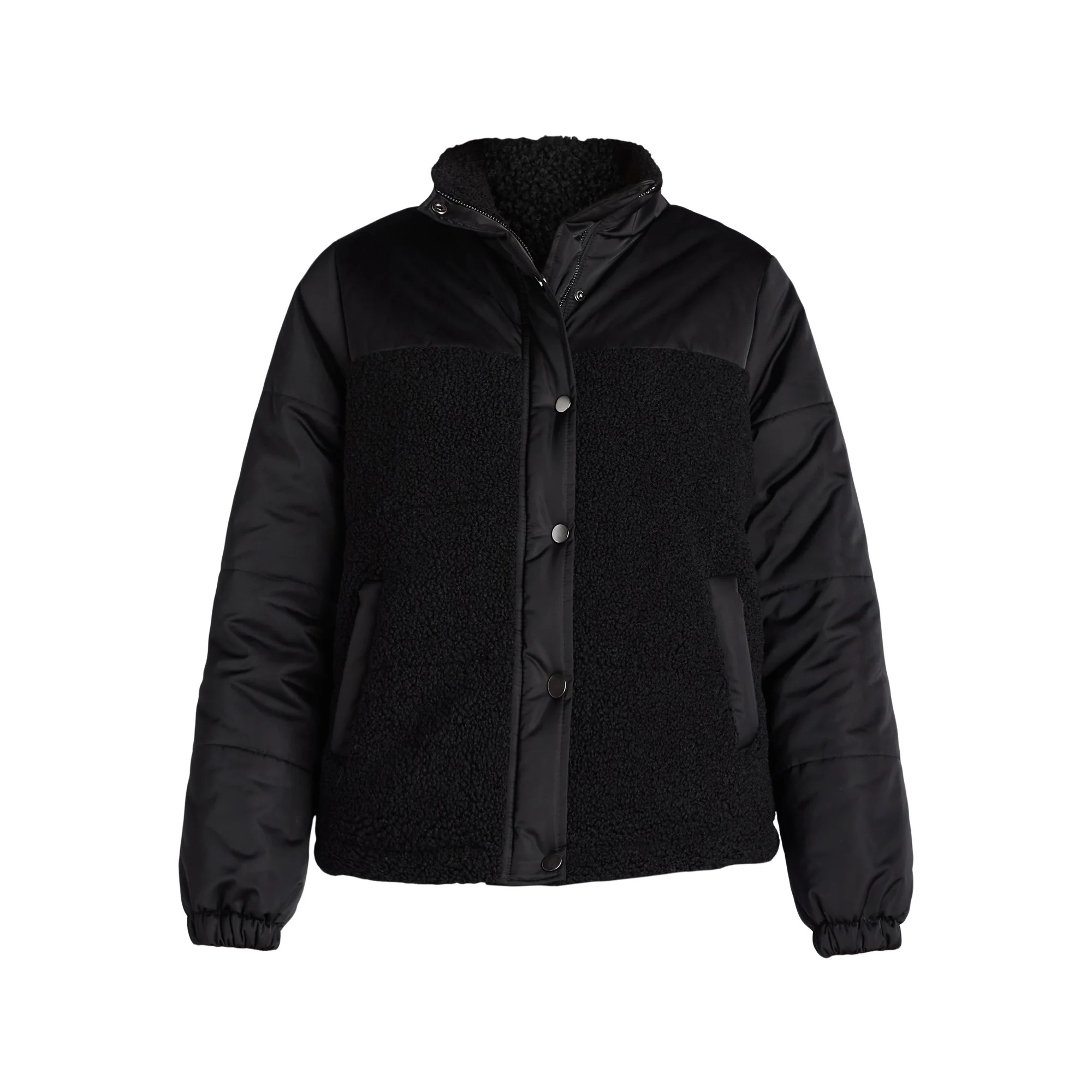Time and Tru Women's and Women’s Plus Mixed Media Puffer Jacket, Sizes XS-3X - Walmart.com | Walmart (US)