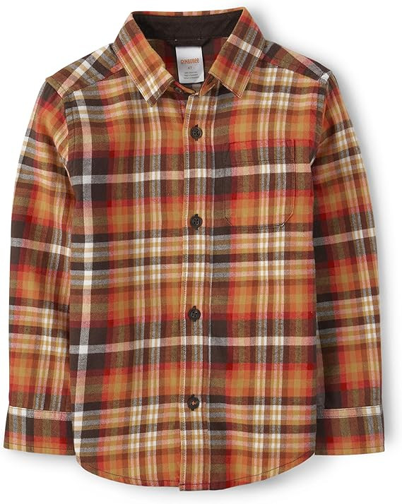 Gymboree Boys' and Toddler Long Sleeve Plaid Button Up Shirts | Amazon (US)