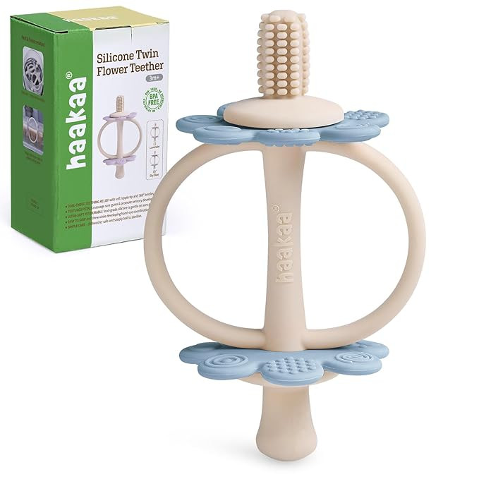 haakaa Silicone Baby Teether Toys,Nipple-Shaped End for Gum Massage,360° Baby Toothbrush Head fo... | Amazon (US)
