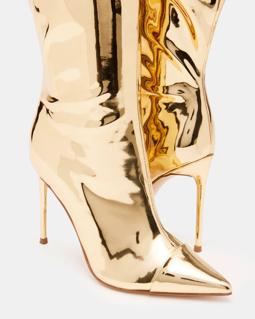PANTHER Gold Knee High Pointed Toe Boot | Women's Boots | Steve Madden (US)