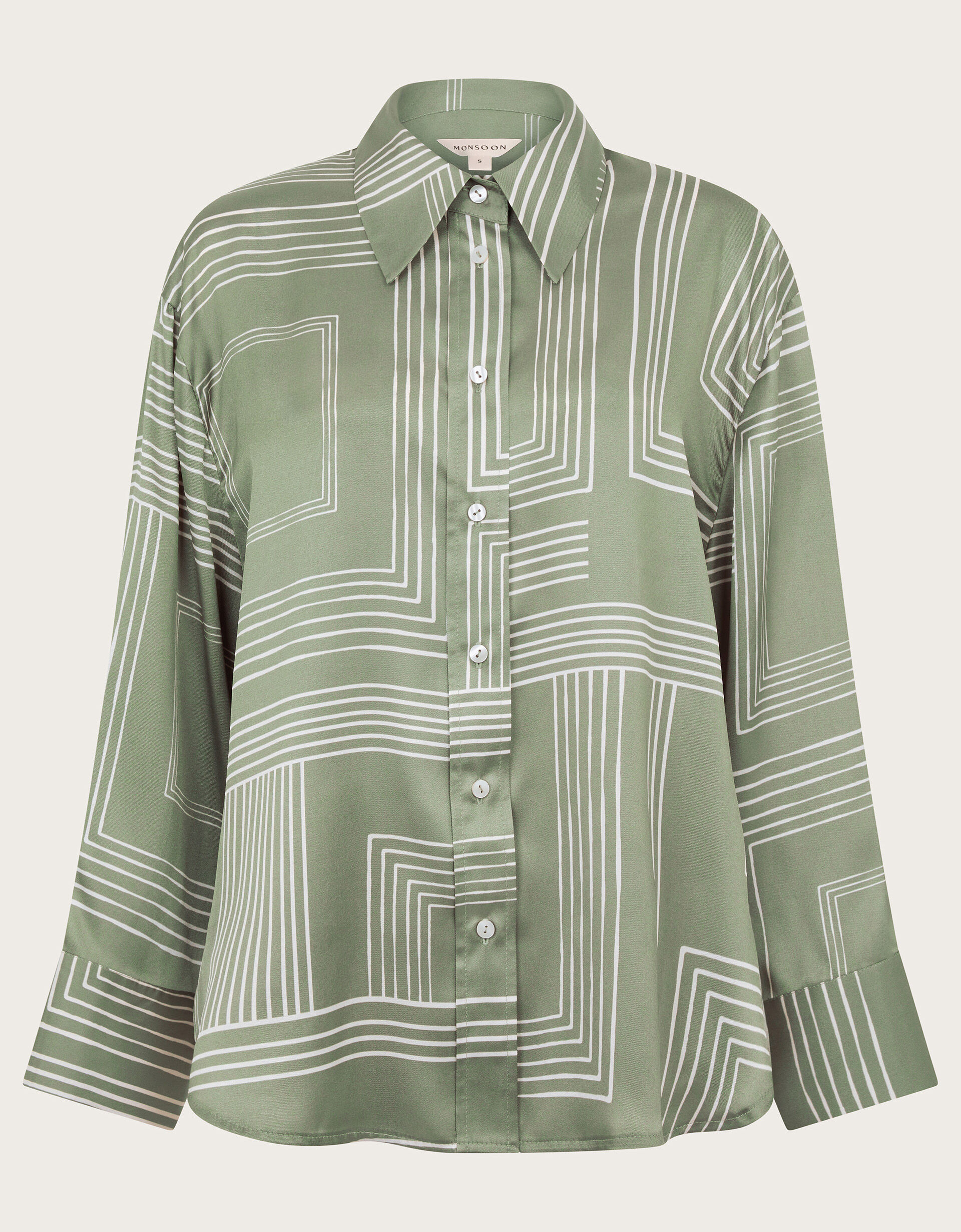 Anica Print Satin Shirt Green | Monsoon (UK)