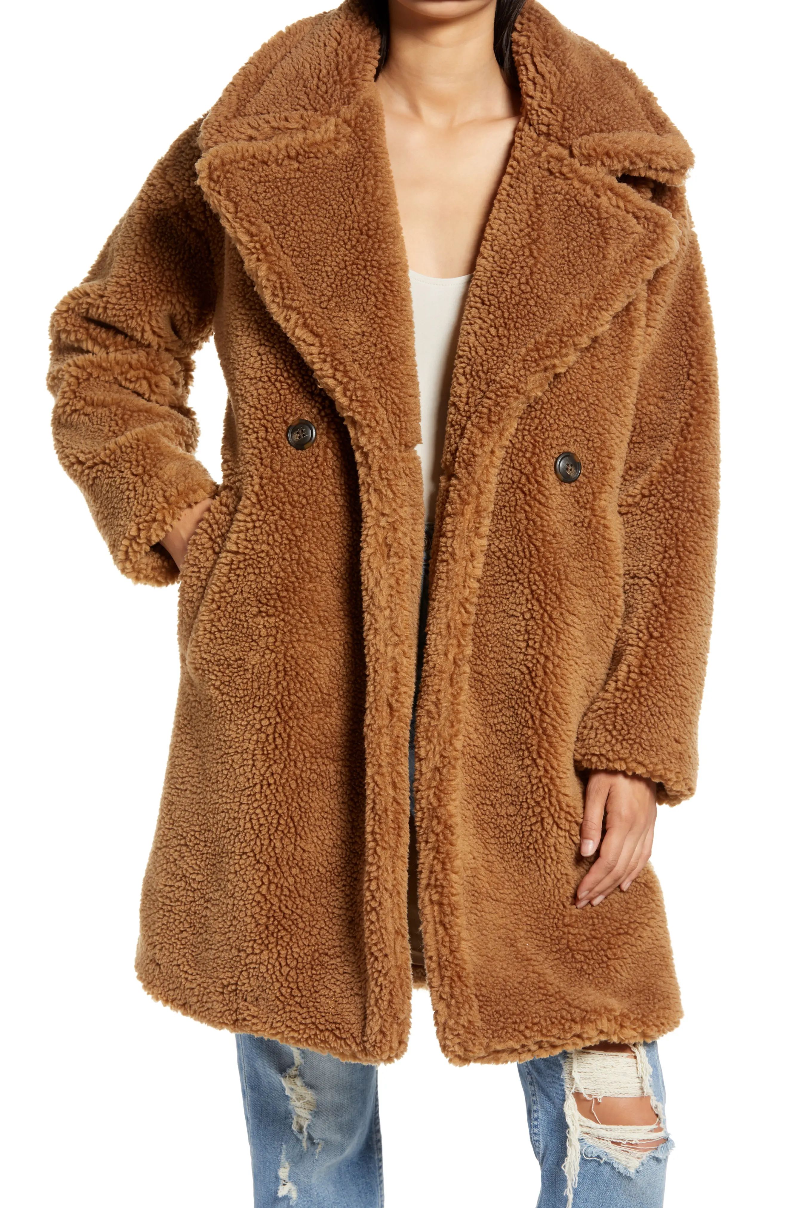 Women's Vero Moda Lynne Teddy Coat, Size Small - Brown | Nordstrom