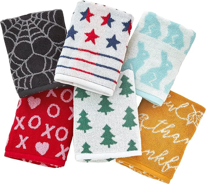 SKL Home Seasonal Jacquard Hand Towel Gift Set, 6 Count, Multicolored | Amazon (US)