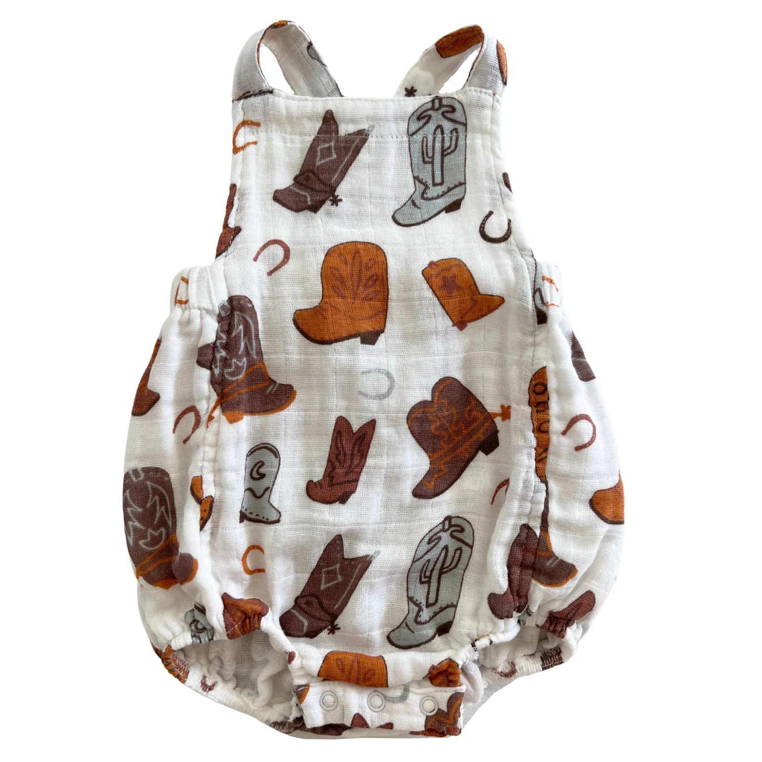 Muslin Retro Sunsuit, Cowboy Boots | SpearmintLOVE