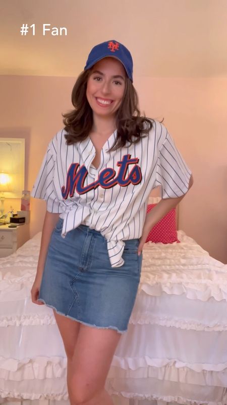 Baseball fan, cute outfits to wear to a baseball game, denim skirt, Mets, what to wear to a baseball game, Halloween costume, amazon Halloween costume, last minute Halloween costume, baseball cap

#LTKunder50 #LTKHalloween #LTKSeasonal