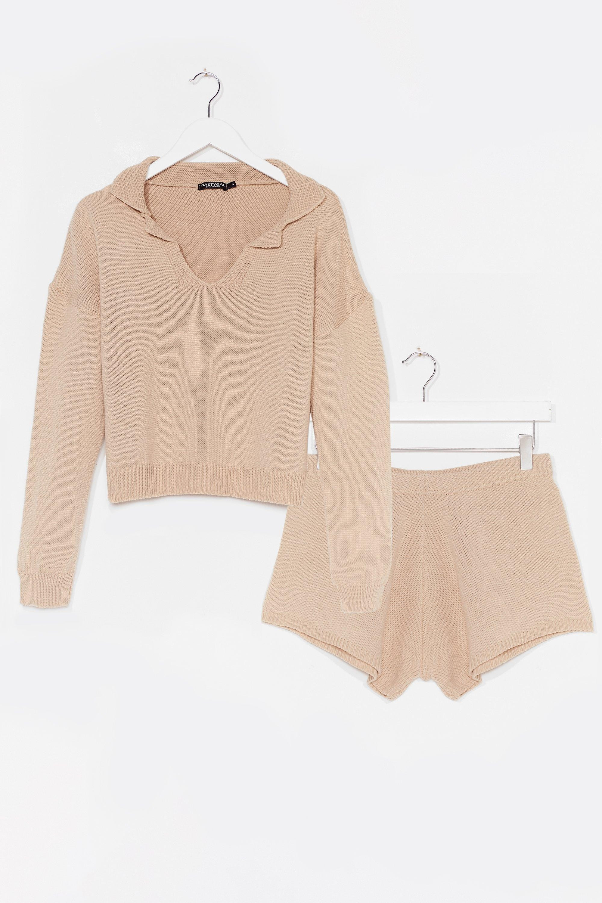V Neck Sweater and Shorts Loungewear Set | Nasty Gal (US)