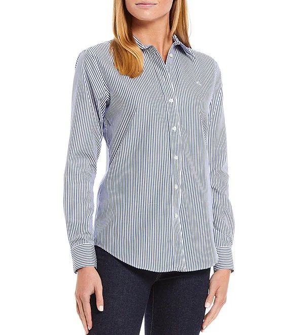 Easy Care Point Collar Shirttail Hem Long Cuff Sleeve Shirt | Dillard's