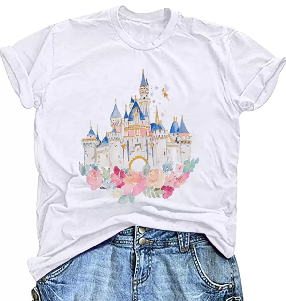 Disney Family Vacation T-Shirts, Castle, White, XL- Women Slim Fit