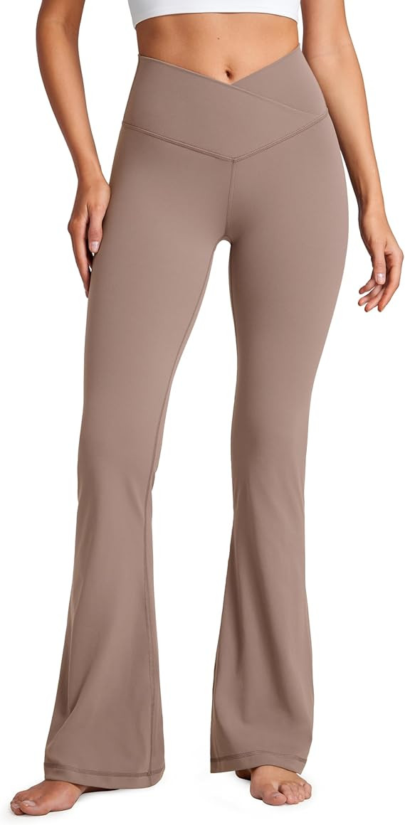 CRZ YOGA Butterluxe Crossover Flare Leggings for Women 31" - High Waist V Cross Bootcut Bell Bott... | Amazon (US)
