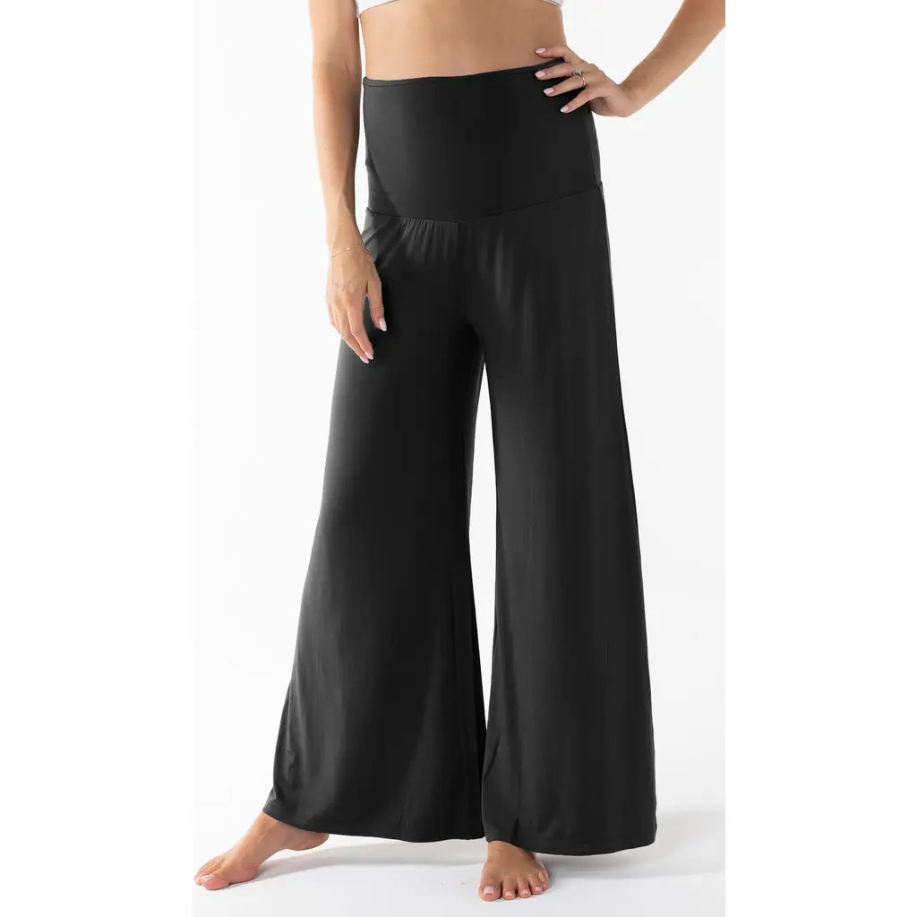 Angel Maternity Maternity Lifestyle Wide Leg Pants in Black at Nordstrom, Size Small | Nordstrom