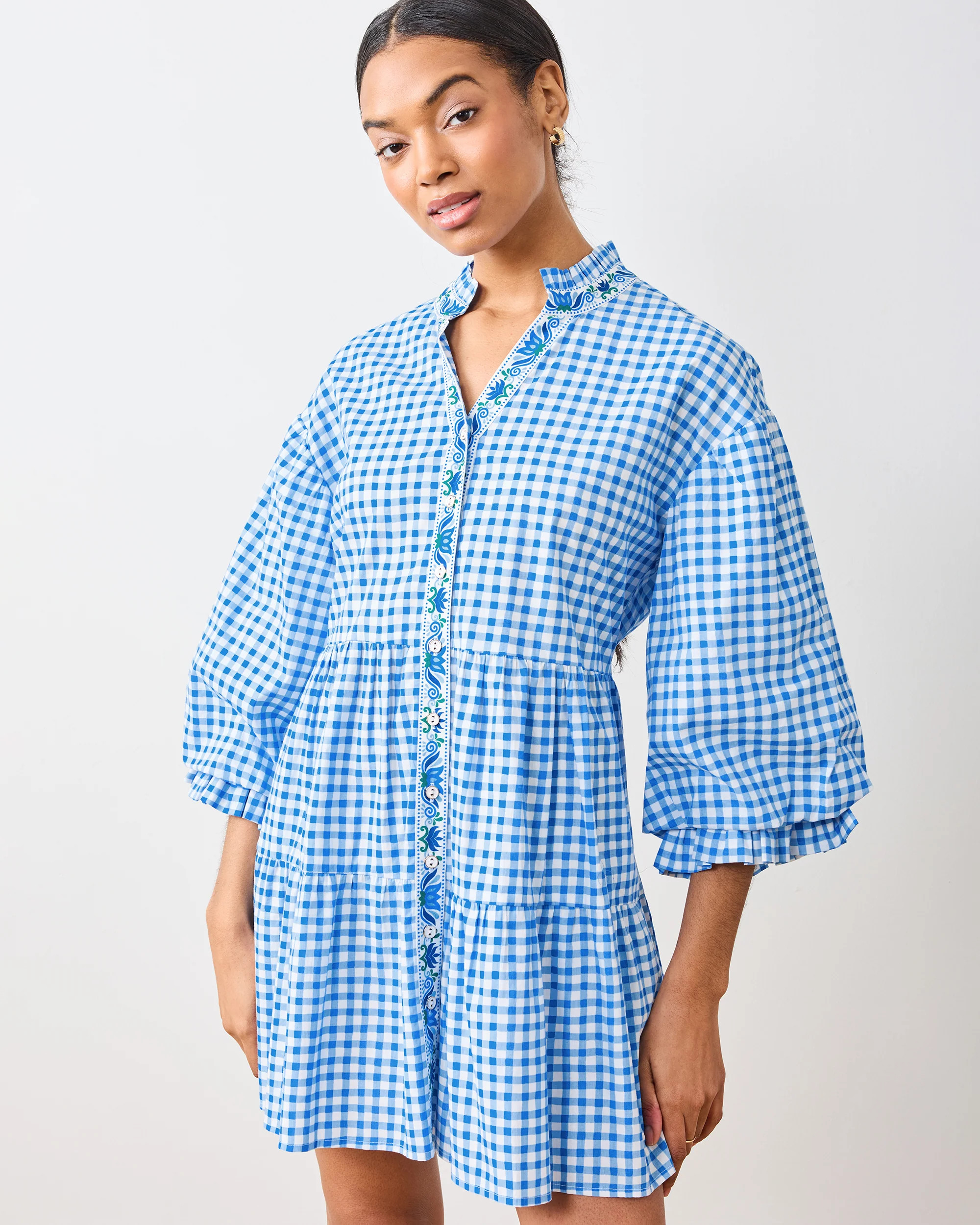 Garden Gingham - Rosalita Dress - Soft Blue | Printfresh