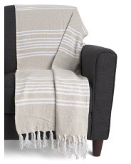 Kaiden Woven Stripe Tassel Trim Decorative Throw | TJ Maxx