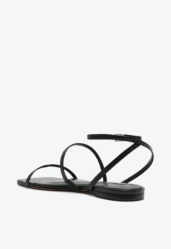 Sandália Rasteira Preta Schutz Couro | ZZ Mall (BR)