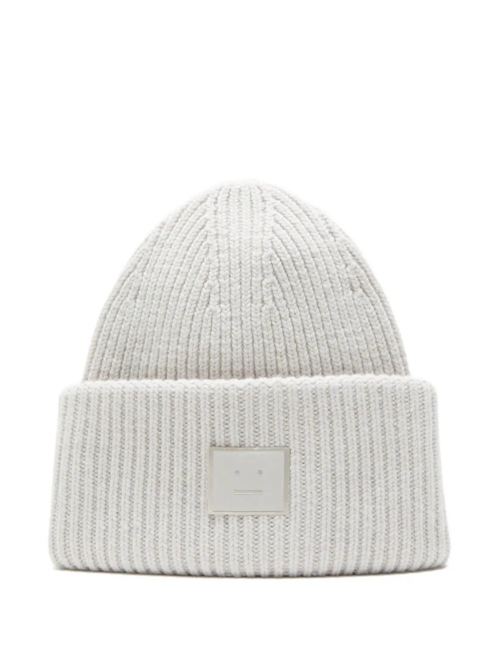 Acne Studios Gerippte Beanie Mit Gesicht-Patch | Grau | FARFETCH DE | Farfetch Global