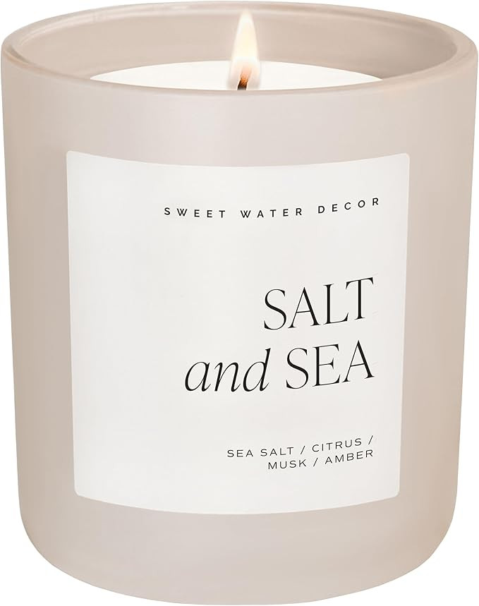 Sweet Water Decor Salt and Sea Soy Candle - Sea Salt, Citrus, Musk, and Amber Scented Summer Cand... | Amazon (US)