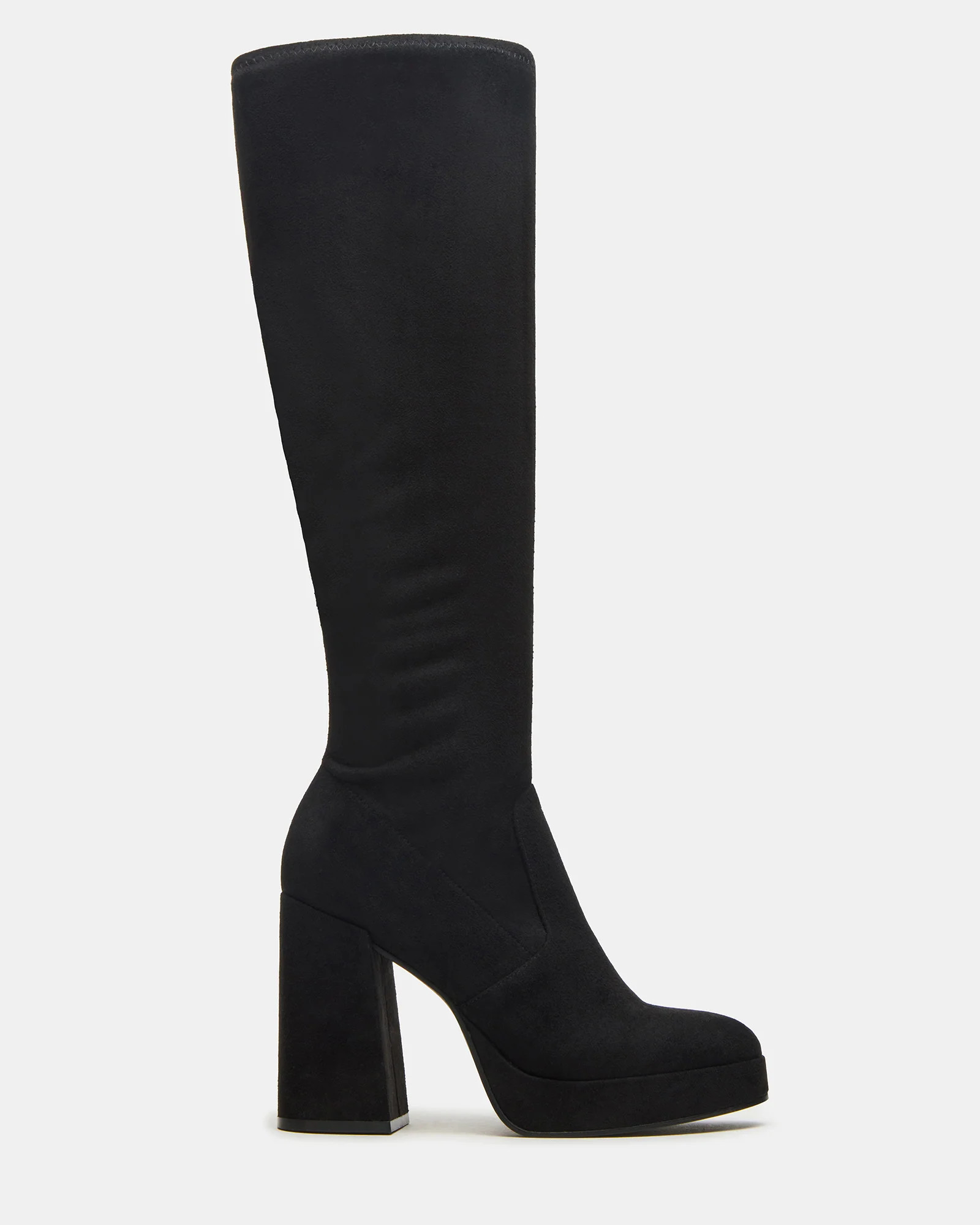 TWAIN Black Knee-High Block Heel Women's Boot | Steve Madden (US)