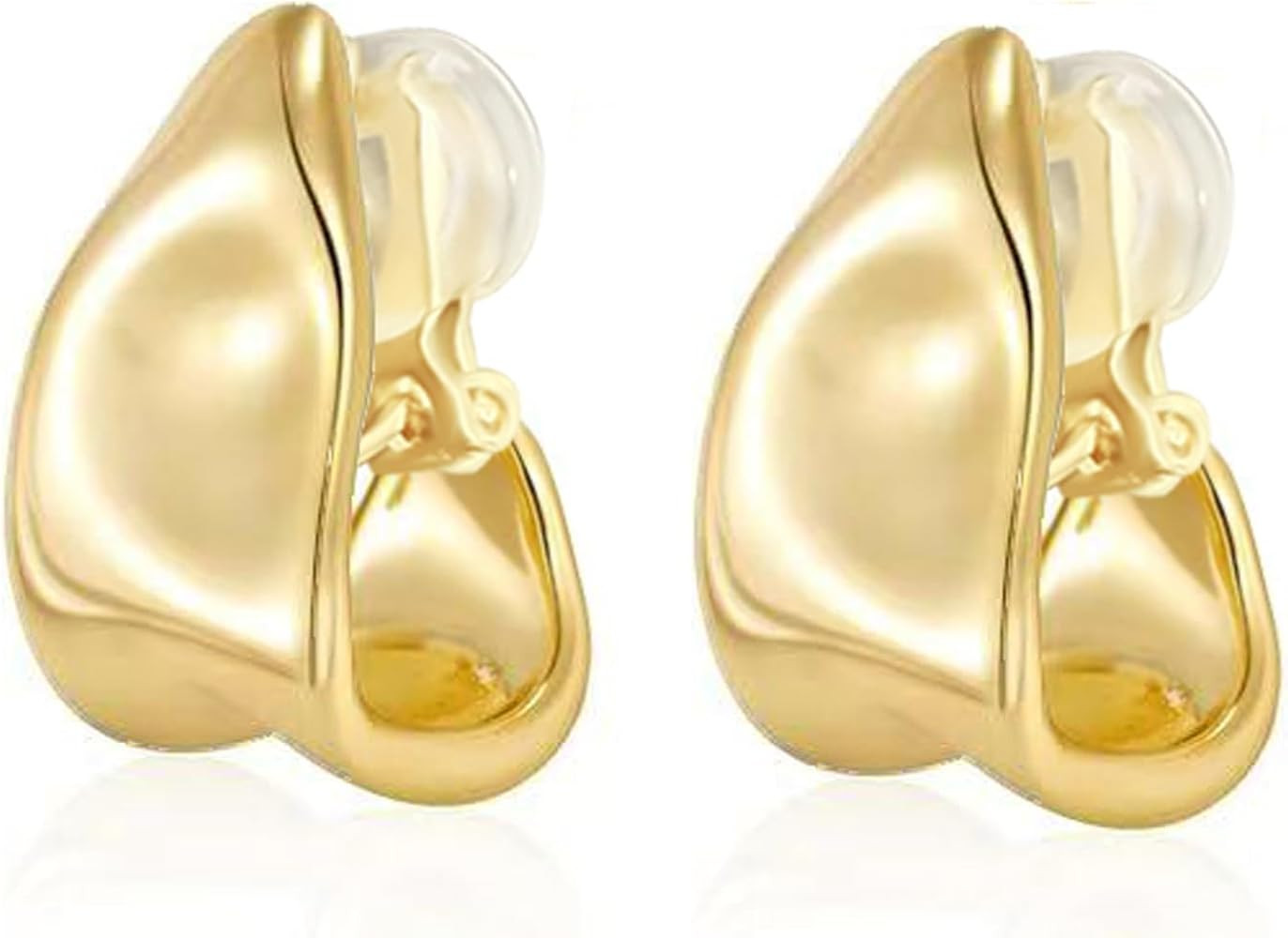 FAN&LOUIS Clip On Earrings Women,Gold Silver Chunky Statement Earrings Clips Lightweight Teardrop... | Amazon (US)