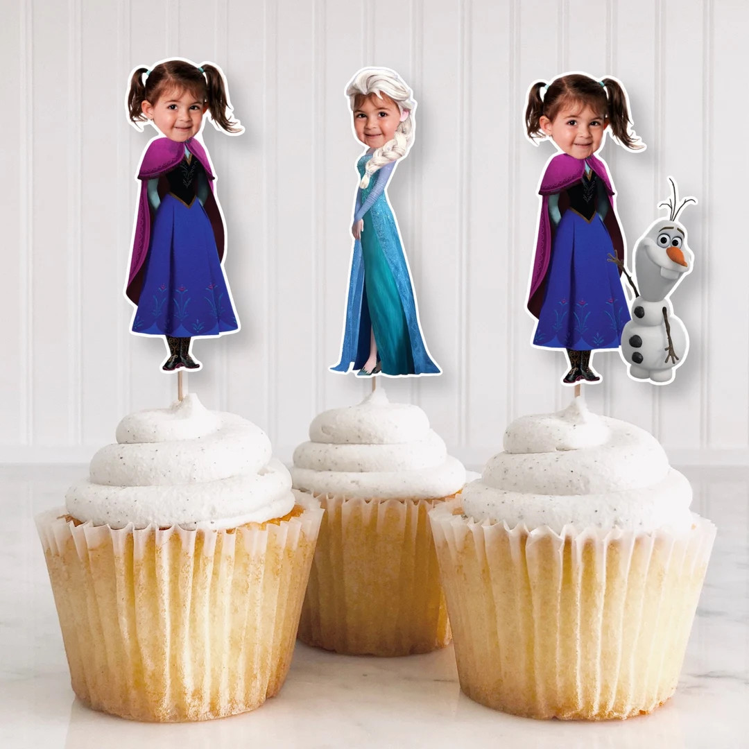 Frozen Else and Ana Olaf Custom face Cupcake topper| Frozen Birthday Decorations | Etsy (US)